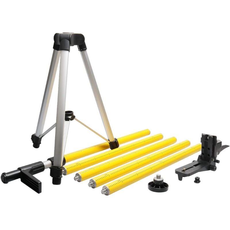3,7m/12ft Pôle de Montage Laser pour Laser Rotatif et Niveau Laser, Perche télescopique réglable avec Trépied, Support Réglable avec Filetage Mâle