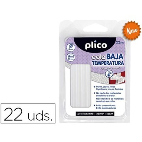 Barra termofusible plico cola baja temperatura 8 mm de diametro x 95 mm de alto blister de 22 unidades