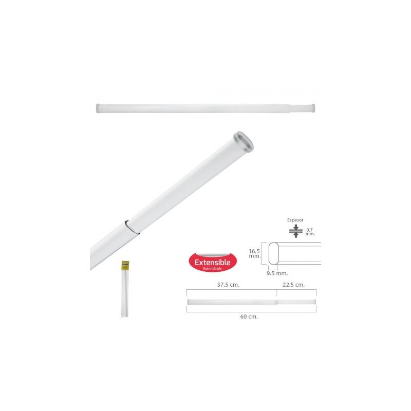 

Barra visillo extensible 37.5/60 cm. con muelle presion ajustable (1 pieza)