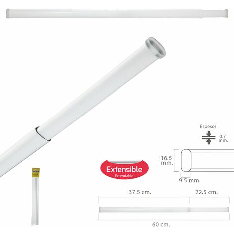Barra Visillo Extensible 37.5/60 cm. Con Muelle Presion Ajustable (1 Pieza)