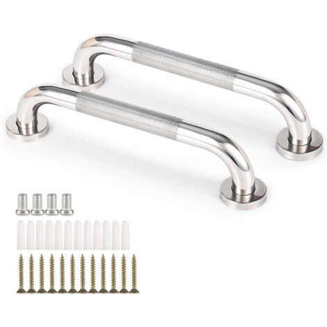 Barras de apoyo para baño de acero inoxidable 304 (paquete de 2), 33 cm, con mango antideslizante, para bañera, inodoro, baño y barandilla de escalera.