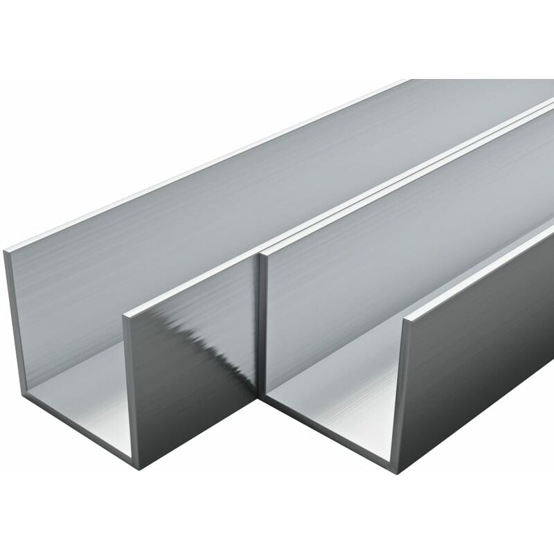

vidaXL Barras de Canal 4 Unidades de Aluminio Perfil en U 2 m 10x10x2mm