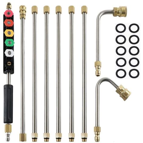 Barras de extensión para hidrolavadoras, puntas de lanza telescópicas de repuesto de 4000 PSI, herramientas de limpieza para lavar ventanas de techo.