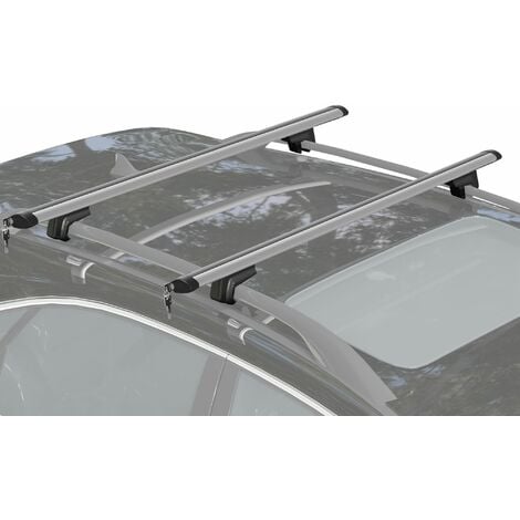 Barras de Techo Universales para Vehículos Bacas Portaequipajes Coche Automóvil con 123,5 cm Rieles de Aluminio y Cerradura Carga 75 kg