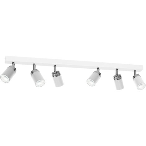 Barre 6 spots orientables GU10 blanc/chrome Reno Luminex