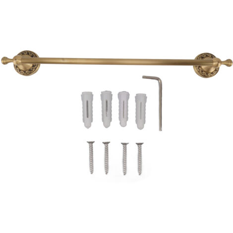 Barre à serviettes de salle de bain 19,7 po en cuivre robuste, style rétro élégant, support pour essuie-mains avec vis et clé hexagonale pour cuisine antique.