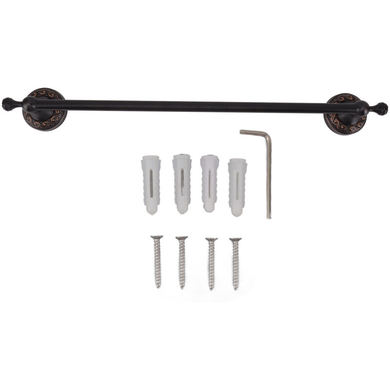 Barre à serviettes de salle de bain 19,7 pouces en cuivre robuste, style rétro élégant, support pour essuie-mains avec vis et clé hexagonale, noir