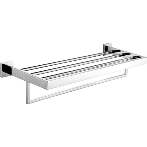 Barre à serviettes double KWC AR, CUBUS, finition Edst., 600x122x220 mm, AP, brillant, étagère