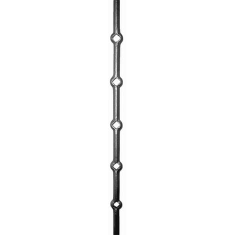 Barre carré sur tranche à trous - Longueur 2000mm - 13 trous carre de 20mm - Acier - DECO FER FORGE