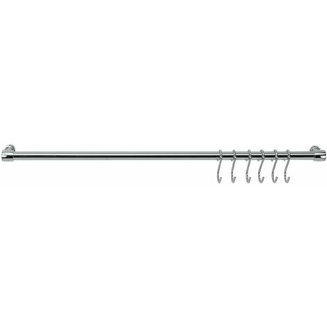 Barre chromée 60 cm + 6 crochets Lonardo chromés en forme de S