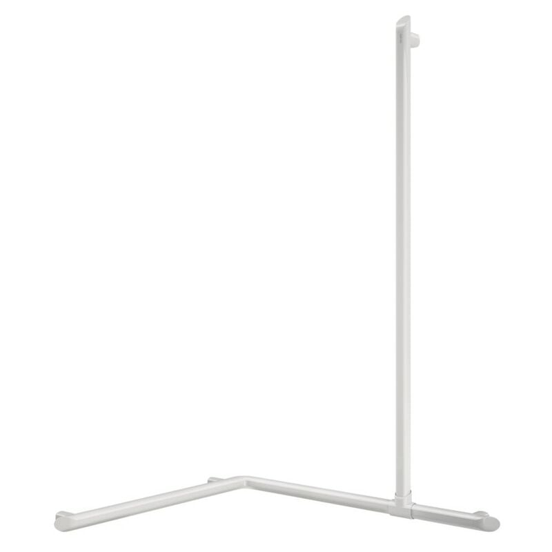 Barre coudée d'angle 2 murs avec remontée vertical coulissante Siege de douche : Blanc mat