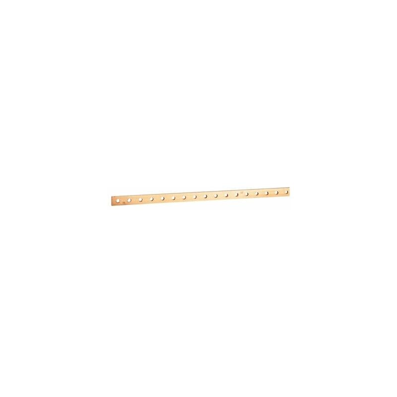 Barre cuivre plate rigide à trous taraudés section 15x4mm - 200A ou 160A admissibles - longueur 990mm Legrand