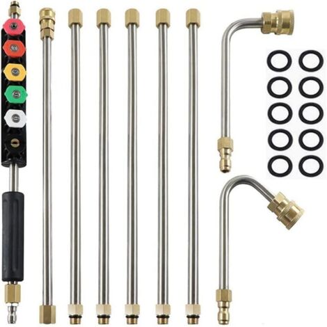 Barre D Extension Pour Nettoyeur Haute Pression - 4000 PSI - Compatible Lance Télescopique - Pour Lavage Toiture Et Fenêtres - 6 Barres Droites 38 Cm