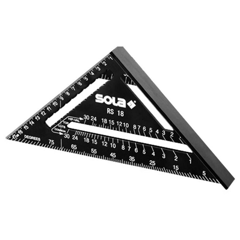 Sola - Angle de charpentier rs 18-5 en 1 - Angle de butée de 18 cm - Angle de charpentier robuste de aluminium with metric scale - Multi-angle :