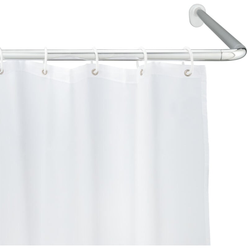 Barre de douche Wenko chromée 25 mm pour douche et baignoire angle universelle en aluminium antirouille avec fixation solide à vis et chevilles pour