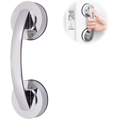 Barre D'appui - 1 Pièce - ABS Et PVC - Ventouse Antidérapante - Salle De Bain Et Porte En Verre - Argent