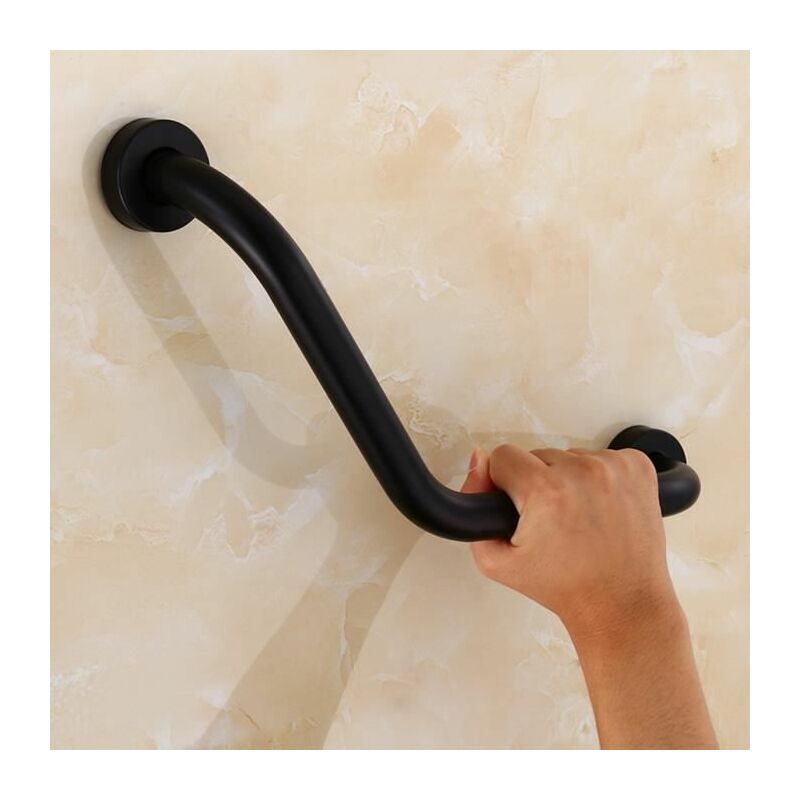 Barre d'appui 43 cm Poignée de bain Barre porte-serviettes murale en acier inoxydable 43 cm Noir,