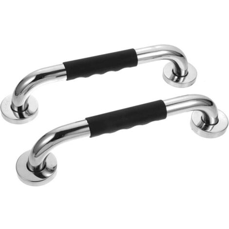 Barre d'appui antidérapante pour salle de bain avec poignée en silicone noir (2 pièces, 40 cm)