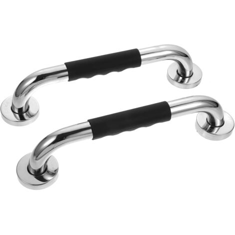 Barre d'appui antidérapante pour salle de bain avec poignée en silicone noir (2 pièces, 50 cm)
