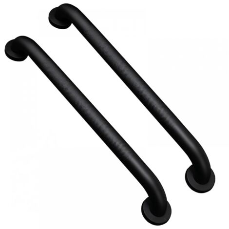Barre d'appui antidérapante pour salle de bain avec poignée moletée (lot de 2, 50 cm, noir)