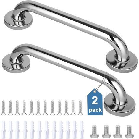 Barre d'appui antidérapante pour salle de bain - Barre de douche en acier inoxydable de haute qualité, barre de sécurité argentée, barre de maintien pour salle de bain (argent)-AquaForge