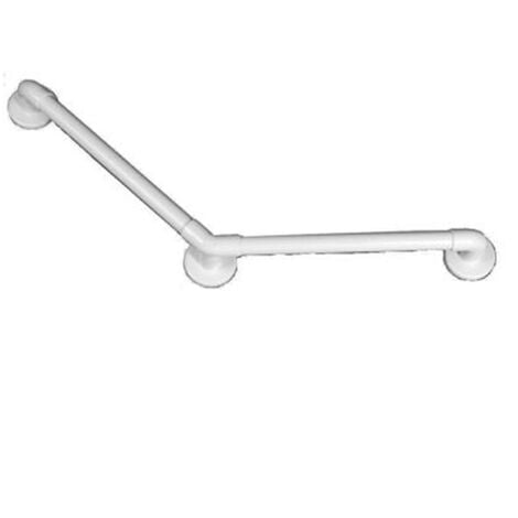 AKW Barre d'appui coudée 135° en inox recouverte époxy blanc - 3 points de fixation - Finition : BLANC - Revêtement UPVC - Dimensions : 450 x 450 mm - Charge maximale (pression statique ) : 190 kg