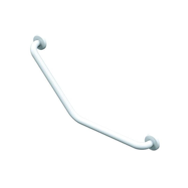 Barre d'appui coudée 135° époxy blanche 265x265