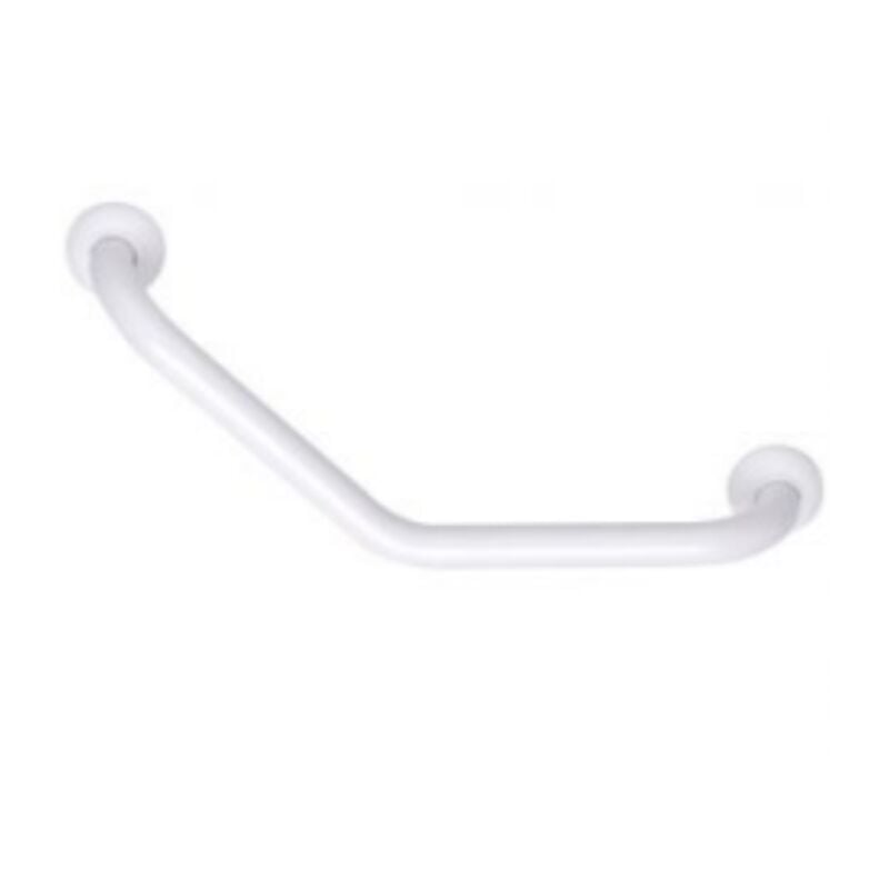 Barre de maintien coudée pmr pellet Essentiel confort aluminium époxy blanc