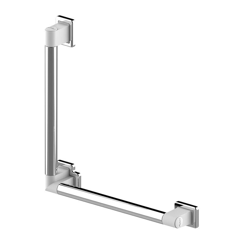 Barre d'appui main courante coudée 90° - Décor : Chromé / Blanc ral 9003 - Hauteur : 465 mm - Longueur : 465 mm - Version : Coudée 90° AKW