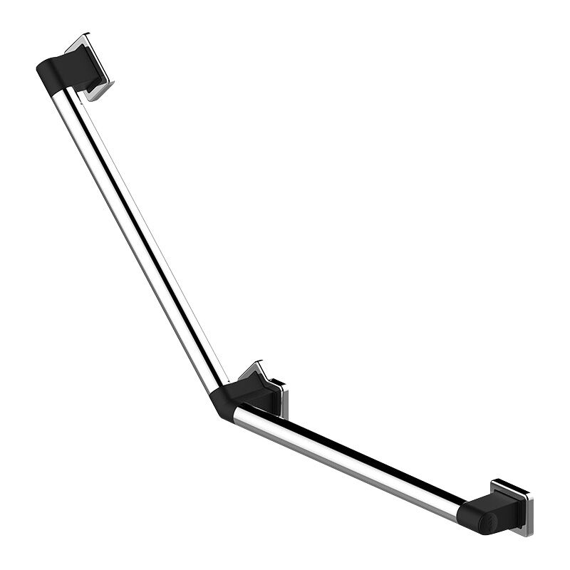 Barre d'appui main courante coudée 90° - Décor : Chromé / Noir ral 7021 - Hauteur : 350 mm - Longueur : 752 mm - Version : Coudée 135° AKW