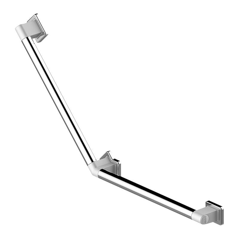 Barre d'appui main courante coudée 90° - Décor : Chromé / Blanc ral 9003 - Hauteur : 350 mm - Longueur : 752 mm - Version : Coudée 135° AKW