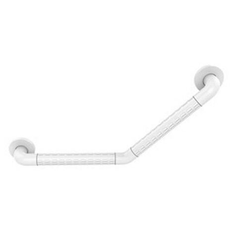 Barre d'appui coudée inox - extérieur polyamide antibactérien - blanc