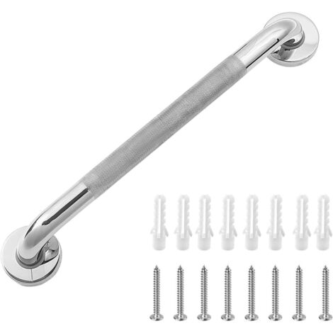 Barre d'appui de baignoire de 400 mm (16 pouces) avec poignée antidérapante, poignée de sécurité robuste en acier inoxydable pour baignoire, toilettes et salle de bain-AquaForge