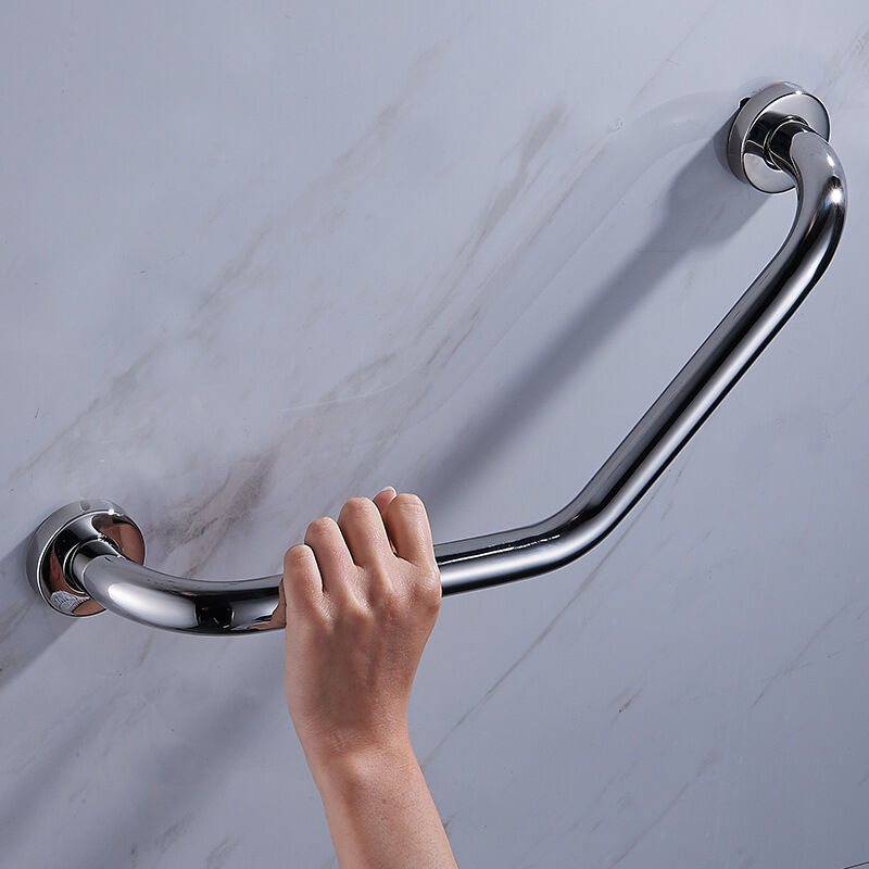 Barre d'Appui de Douche 45CM Poignee de Salle de Bain Inoxydable Argent pour Personnes Âgées/Enceinte