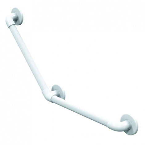 BARRE D\'APPUI DE RELEVEMENT COUDEE MAX 90 KG 135° CANELEE BLANC 450X450 450X450