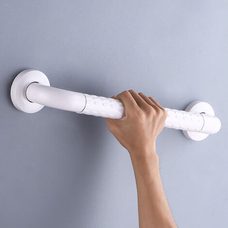Barre d'appui de salle de bain antidérapante monobloc, blanche, d'environ 50 cm de long, adaptée à la sécurité des personnes âgées, des personnes handicapées et des femmes enceintes.