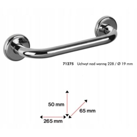 Barre d'appui droite pour salle de bain, à fixer au-dessus de la baignoire, 22,8 cm, chromée