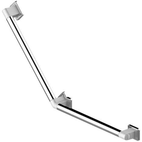 Barre d'appui main courante coudée 90° - Décor : Chromé / Blanc RAL 9003 - Hauteur : 350 mm - Longueur : 752 mm - Version : Coudée 135° - AKW