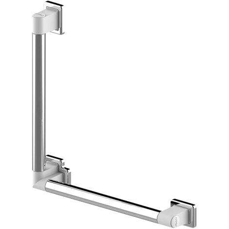 Barre d'appui main courante coudée 90° - Décor : Chromé / Blanc RAL 9003 - Hauteur : 465 mm - Longueur : 465 mm - Version : Coudée 90° - AKW