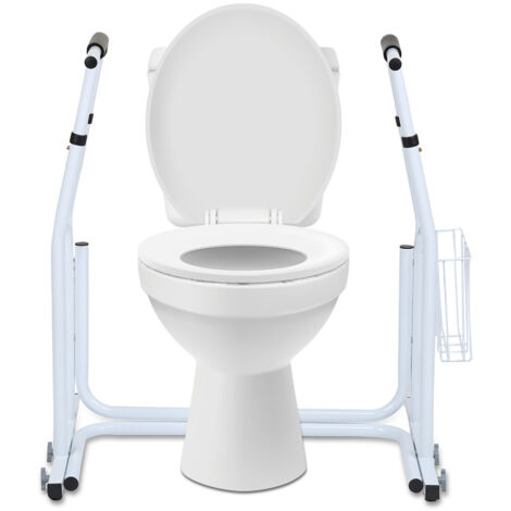 Barre d'appui mobile réglable en hauteur – Support de toilettes antidérapant avec panier de rangement, charge maximale 200 kg