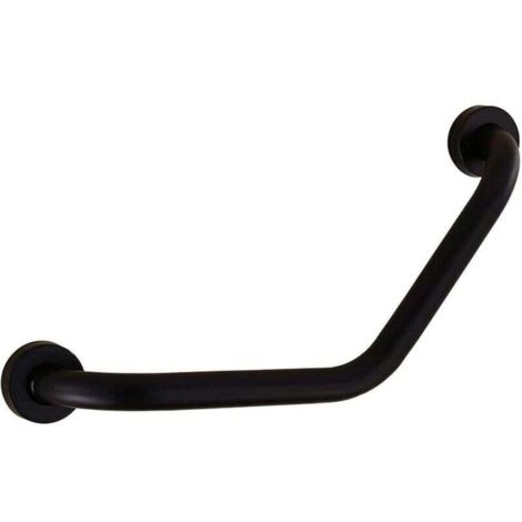 Barre D'Appui Mural 43cm Noir Support pour Baignoire Poignée Porte-Serviettes Inoxydable