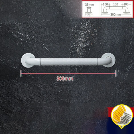 Barre d'appui murale antidérapante blanche pour baignoire et douche, adaptée aux personnes handicapées, blessées ou en convalescence.-AquaForge