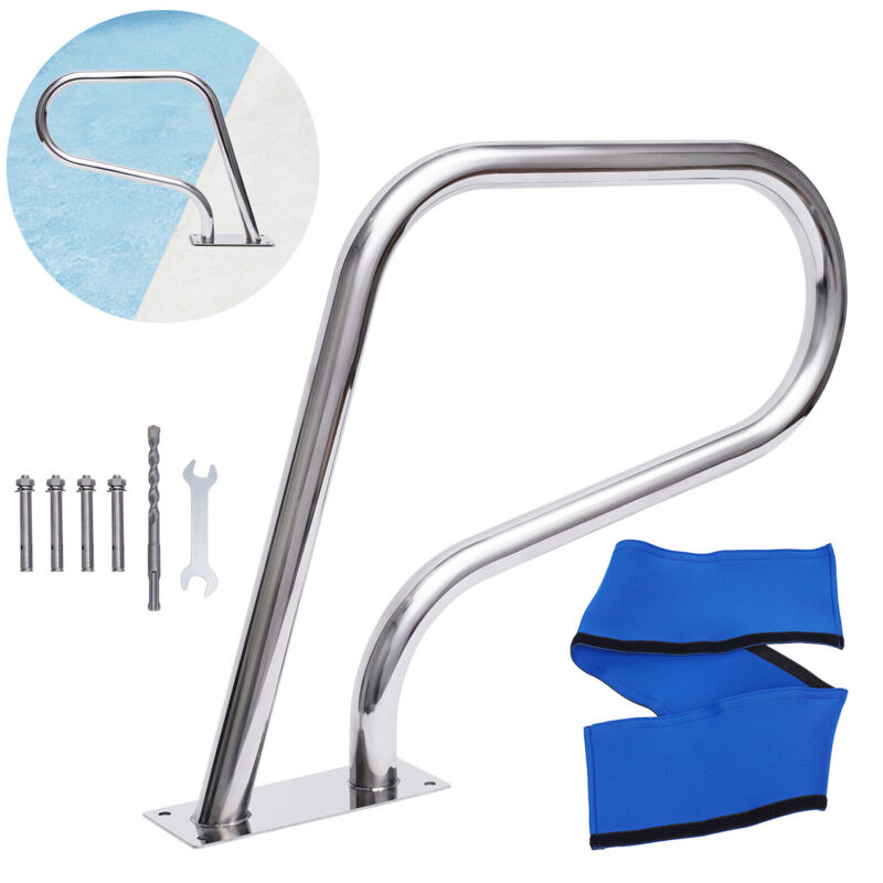 Barre d'appui pour piscine en acier inoxydable avec capacité de charge de 120 kg, main courante pour piscine, piscine, spa, parc aquatique, etc