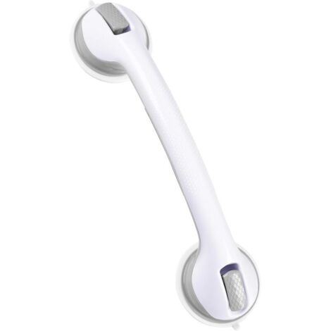Barre d'appui pour salle de bain et douche, poignée de douche robuste à ventouse de 40 cm, barre d'appui de baignoire amovible et étanche, grise et blanche, pour femmes âgées et enceintes