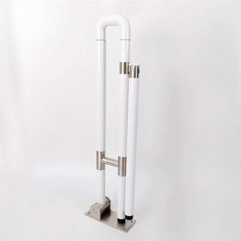 Barre d'appui rabattable pour toilettes 600 mm - 750 mm Barre d'appui rabattable Poignée de soutien mural Support pour toilettes (blanc 60 cm)