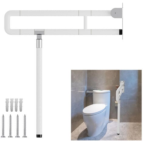 SWANEW Barre d'appui rabattable pour toilettes, Poignée de maintien Poignée de sécurité pour personnes handicapées, personnes âgées