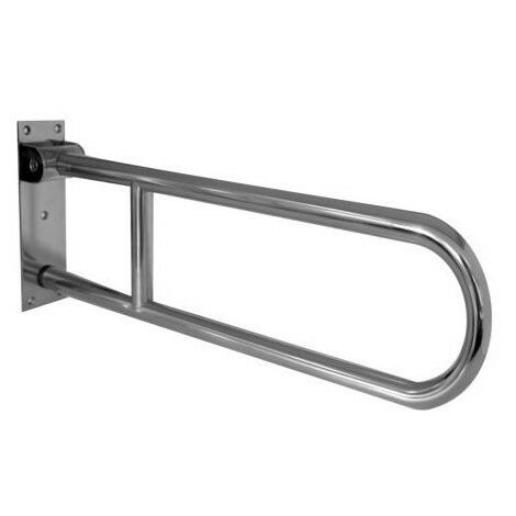 Barre d'appui relevable en inox 304 poli brillant - Ø32 x H 168 x L 750 mm - 5 points - chromée - Regiplast