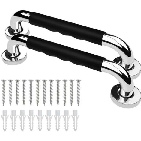 Barre d'Appui WC, 30cm Lot de 2 Antidérapante Barre d'Appui de Salle de Bain, Barres Douche Baignoire Main Courante Inoxydable Maintien Poignée Douche Âgées/Handicapées/Enfants/Enceinte