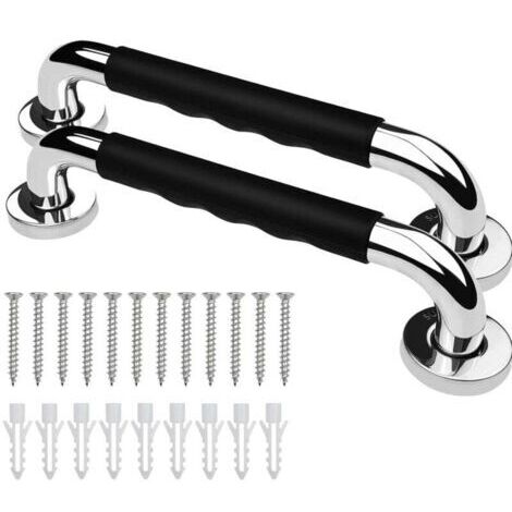 Barre d'Appui WC, 30cm Lot de 2 Antidérapante Barre d'Appui de Salle de Bain, Barres Douche Baignoire Main Courante Inoxydable Maintien Poignée Douche Âgées/Handicapées/Enfants/Enceinte