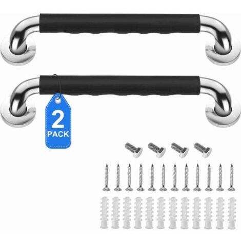 Barre d'Appui WC, 60cm Lot de 2 Antidérapante Barre d'Appui de Salle de Bain, Barres Douche Baignoire Main Courante Inoxydable Maintien Poignée Douche Âgées/Handicapées/Enfants/Enceinte